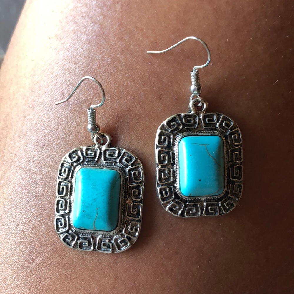 Turquoise and silver earrings